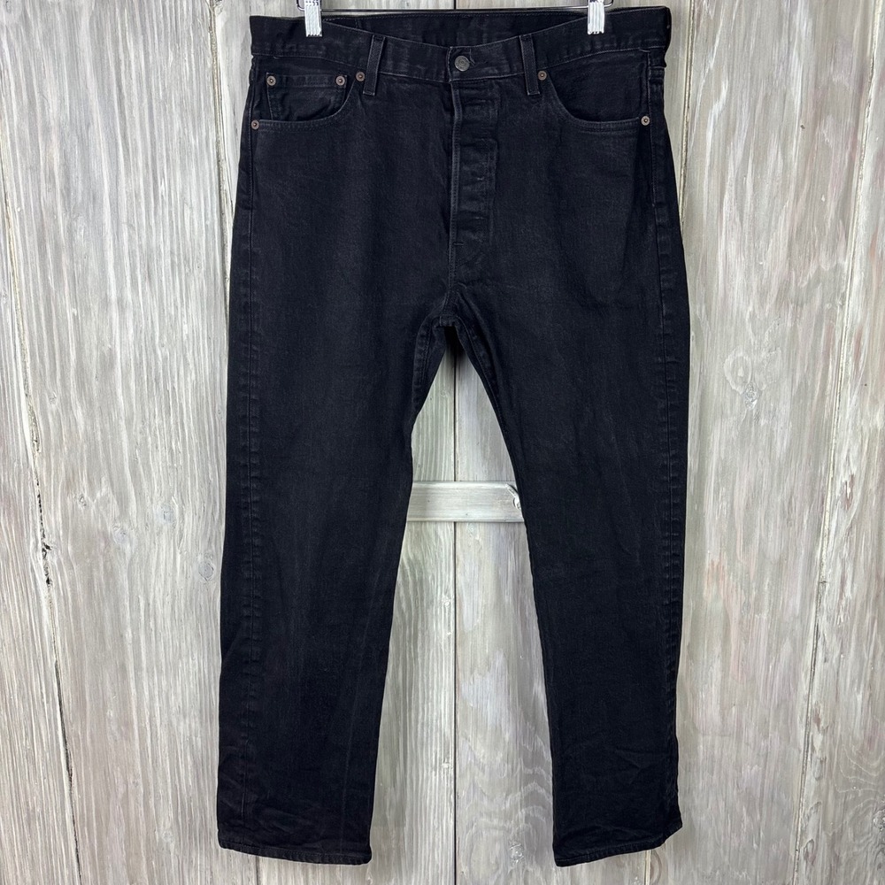 Levi Strauss 501 Black Button Fly Denim Jeans Mens 36x29‎ (36x30) WaterLess